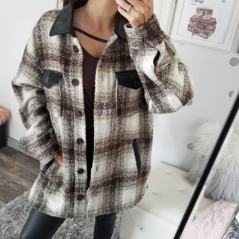 Last1️⃣ Heavyweight Oversized Plaid Button Down Coat Fall Winter Coat - Picture 6 of 11
